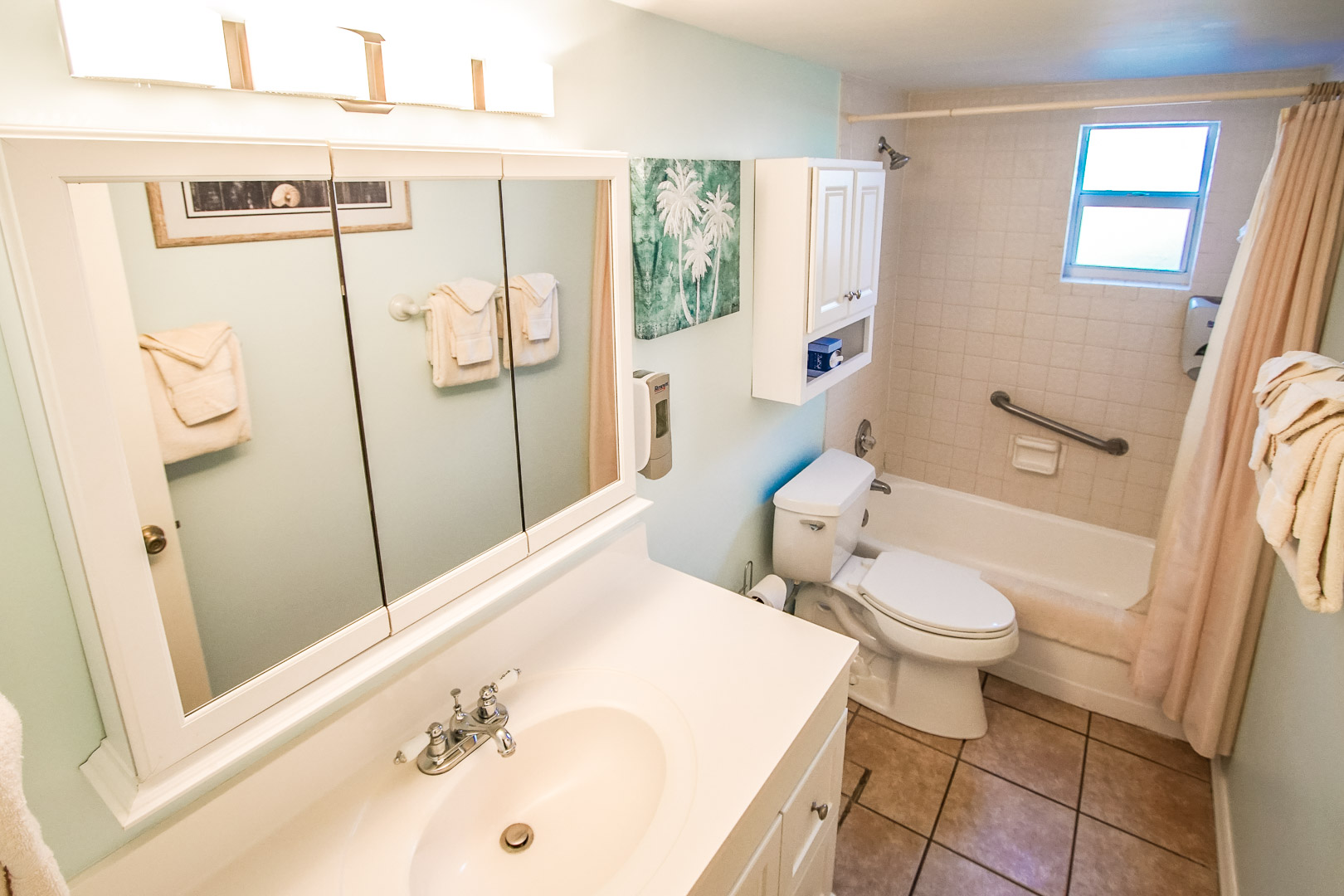 A clean bathroom at VRI's Sand Dune Shores in Florida.